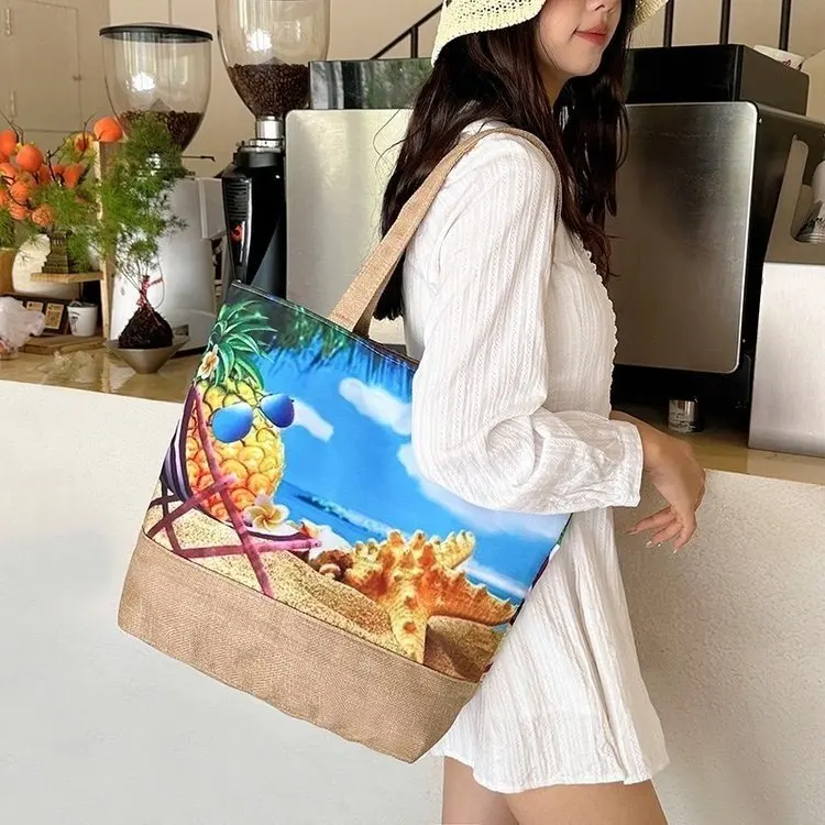 

2025 Autumn 307 New Zipper Drift Bottle Casual Shoulder Handbag Large Capacity Fashion Computer Canvas Bag
