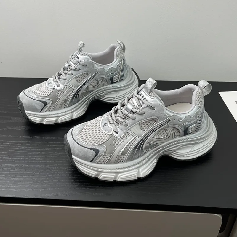 2025 Autumn New Breathable Shoes Women Versatile Lightweight Soft Sole Sneakers Casual Shoes Women Trendy Heightened Mesh Shoes