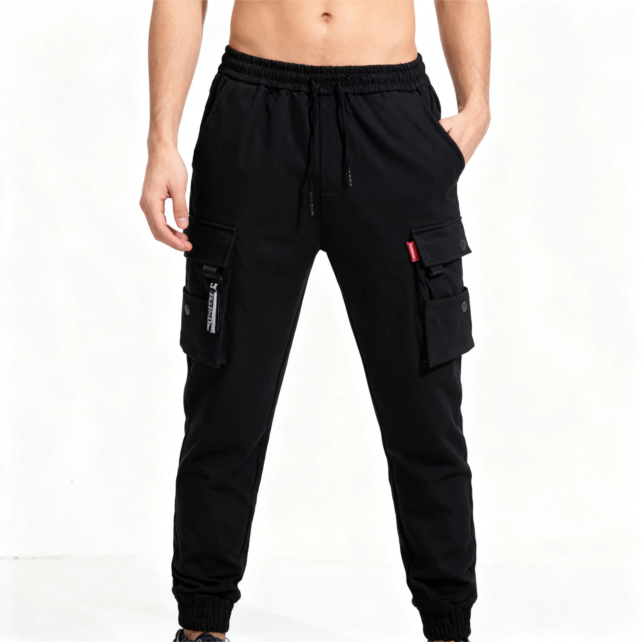 2025 New Trendy Solid Color Pants, Multi Flap Pocket Men's Cargo Pants, Loose C… - Image 4