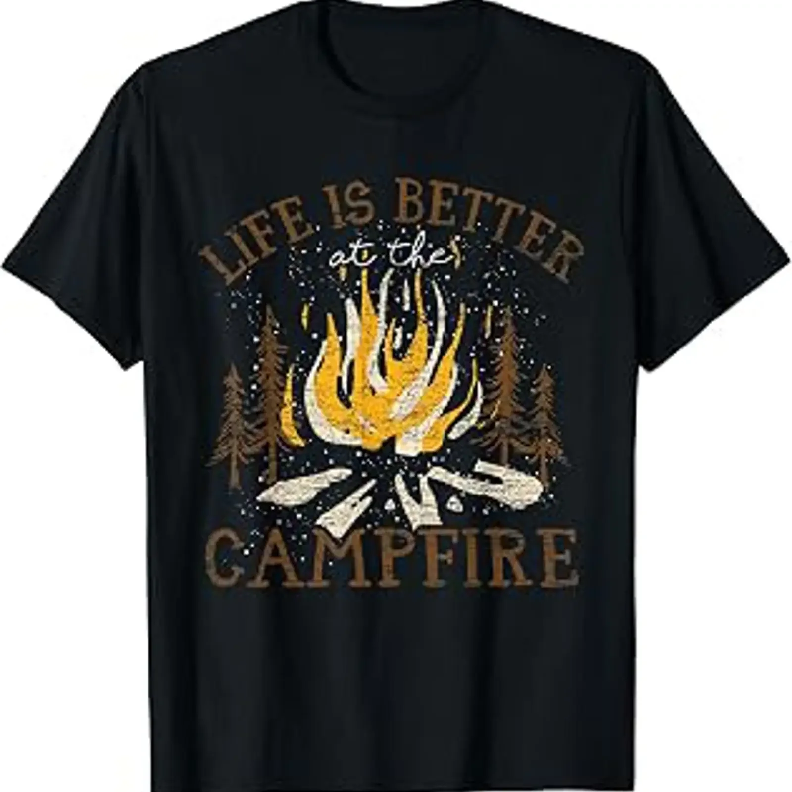 Das Leben ist besser am Lagerfeuer Outdoor Camping T Shirt vintage Washed Top For Everyday Wear streetwear Comfortable