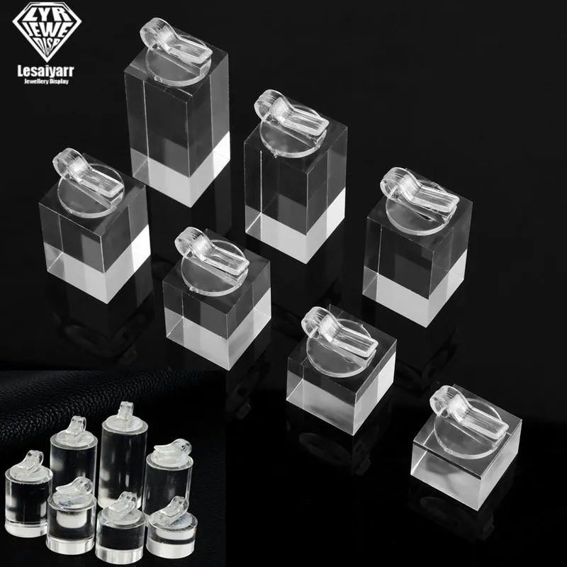 

7Pcs Different Height Acrylic Round/Square Finger Ring Jewelry Display Stand Holder Photography Props Showcase Organizer Rack