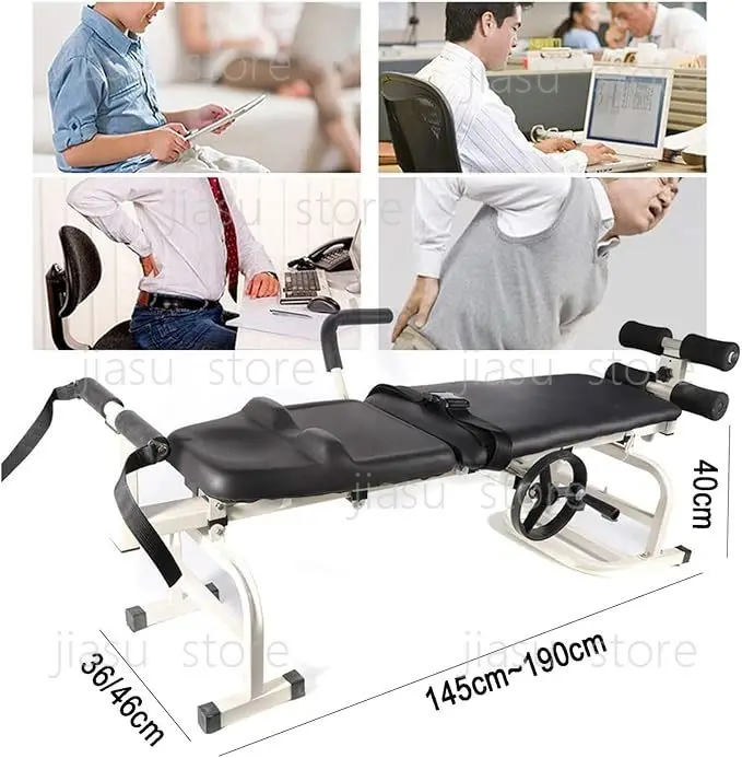 Body Stretching Traction Massage Table, Cervical Lumbar Spine Traction Bed Physiotherapy Stretcher Device
