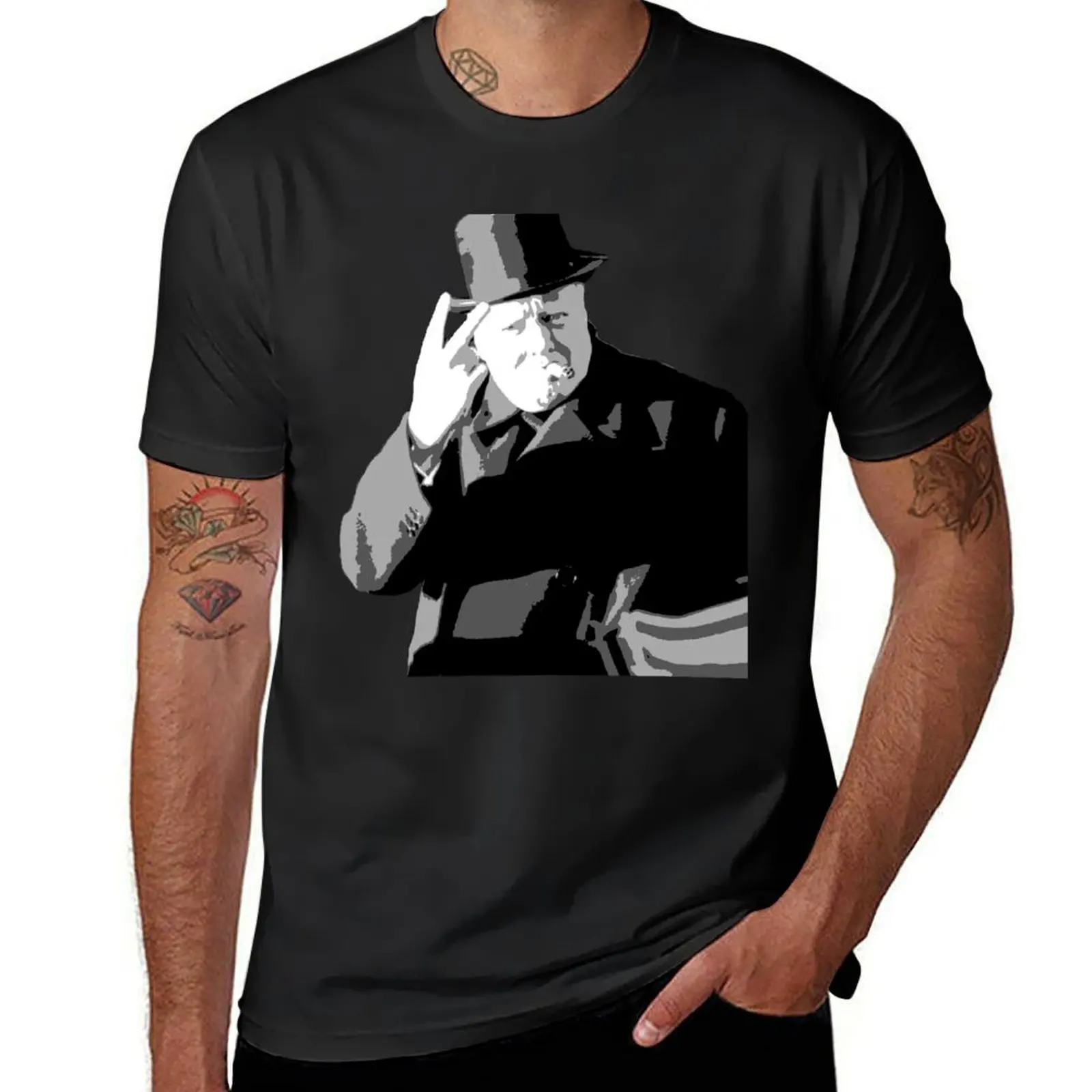 

Winston Churchill V Day V Sign 1945 T-Shirt customizeds heavyweights anime clothes workout shirts for men