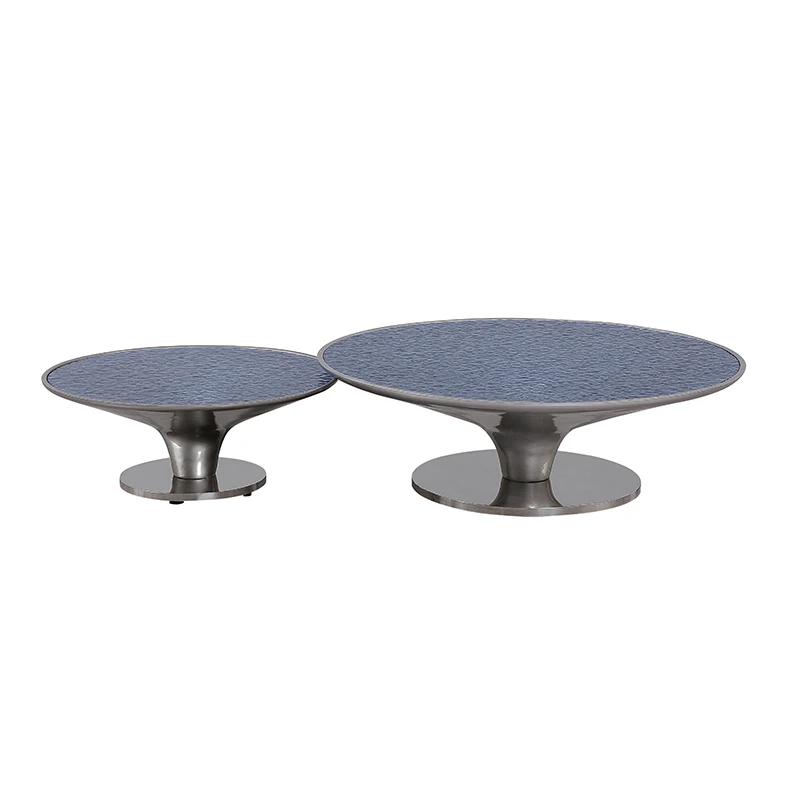 

Журнальный столик в стиле фермерского дома с металлическим основанием и стеклянной столешницей с рябью воды для зала, квартиры или домашнего офиса