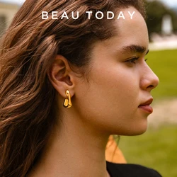 BEAUTODAY Simple Geometric Earring Women 18K Gold Plated Vintage Irregular Earrings Female Jewelry Accessories 93515