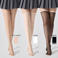 Kave 3 Pairs Nylon Sheer Thigh High Stockings Stay Up Silky Semi Sheer Pantyhose for Women Hold Up Long Socks Elastic Stocking