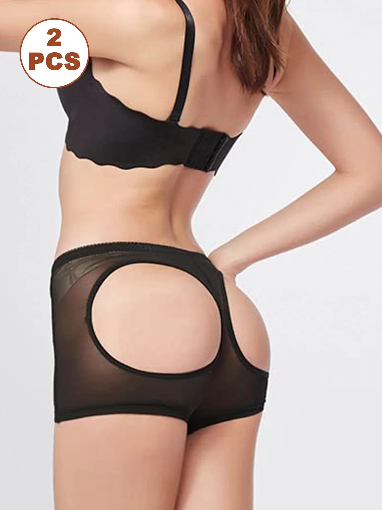 

2pcs Women's Black Shapewear Set: Full - Figure Control, Seamless Butt Lifter & Hip Enhancer for Toning & Support