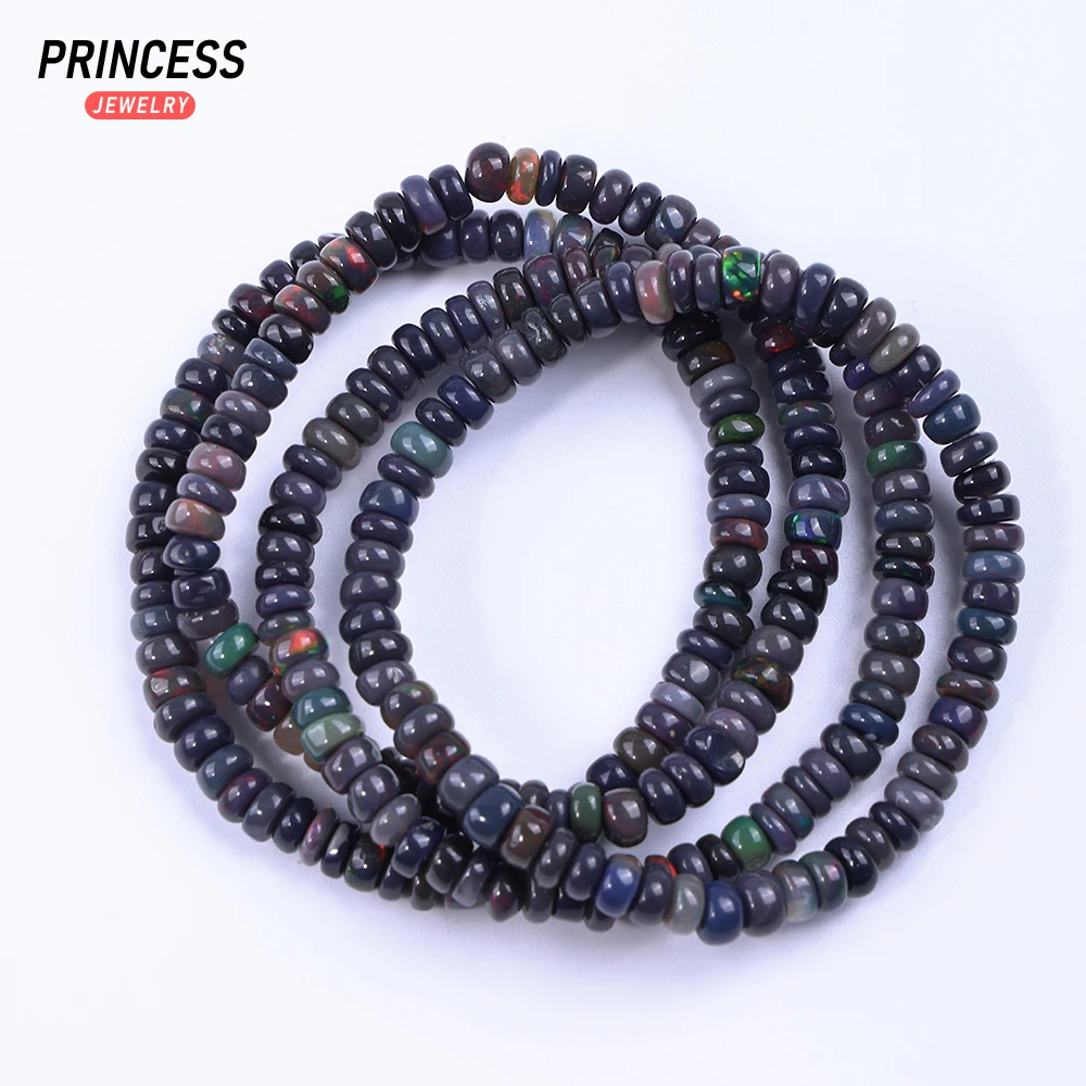 

Genuine Natural Australia Black Opal 4.8-5mm Rondelle Beads Elastic Bracelet for Jeweyry Gift or Jewelry Making