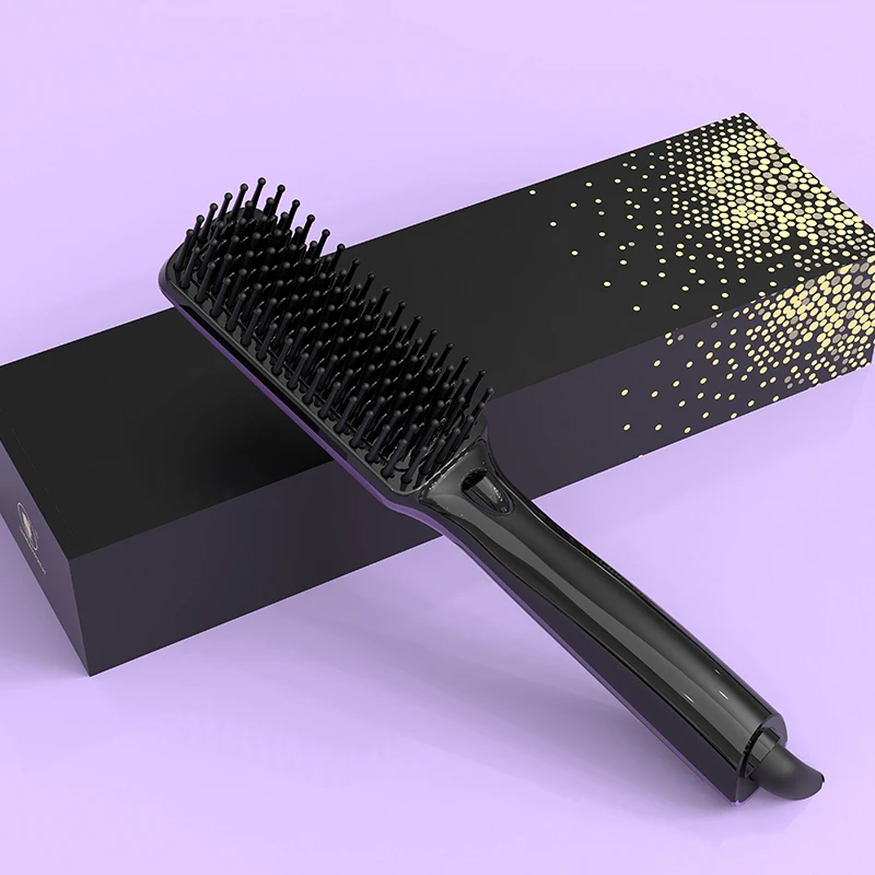

High Quality Adjustable Temperature Hair Straightener Brush Electric Iron Comb LCD Ceramic MCH Negative Ion Household