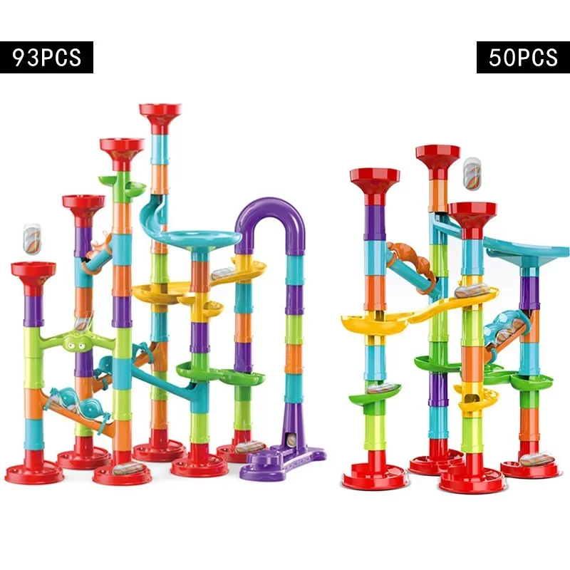 76-142pcs Marble Run Building Blocks Marbles Slide Toys For Children DIY Creativity Constructor Educational Toys Children Gift