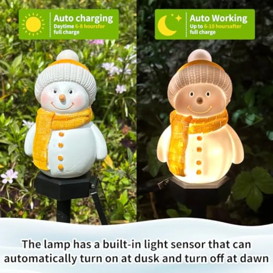 Solar Snowman Lights Decorations 2Pcs Outdoor Snowman Stanta Ornament Landscape Pathway for Patio Yard Garden Lawn Decor, Solar
