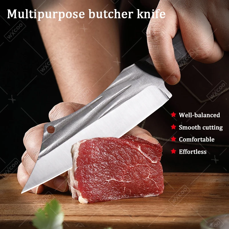 WXCOO Universal Chef's Knife Stainless Steel Kitchen Knives Professional Meat Cutting Knife Forged Meat Cutter Fruit Slicer