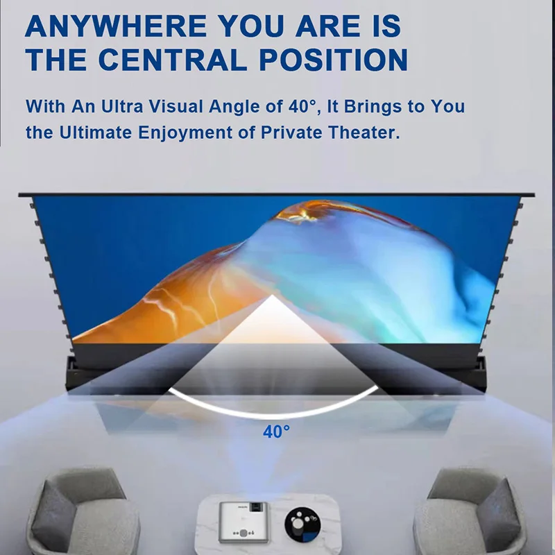 4K ALR High Contrast Gray Diamond Projector Screen Anti-Light 92-120Inch Electric Floor Rising Screen Smart TV For LED Projector