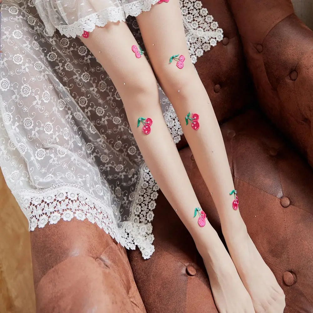 

Explosion Hand-Made Embroidered Cherry Pearl Stockings Hooking Bikini Pantyhose Tights Women