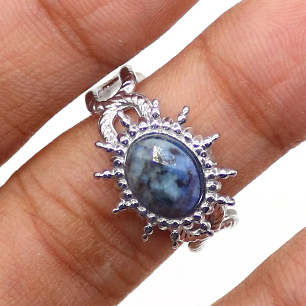 Bohemian-style Light Luxury Stackable Starburst Sunflower Black Agate Tiger's Eye Ring Niche-designed Open Finger Ring Jewelry