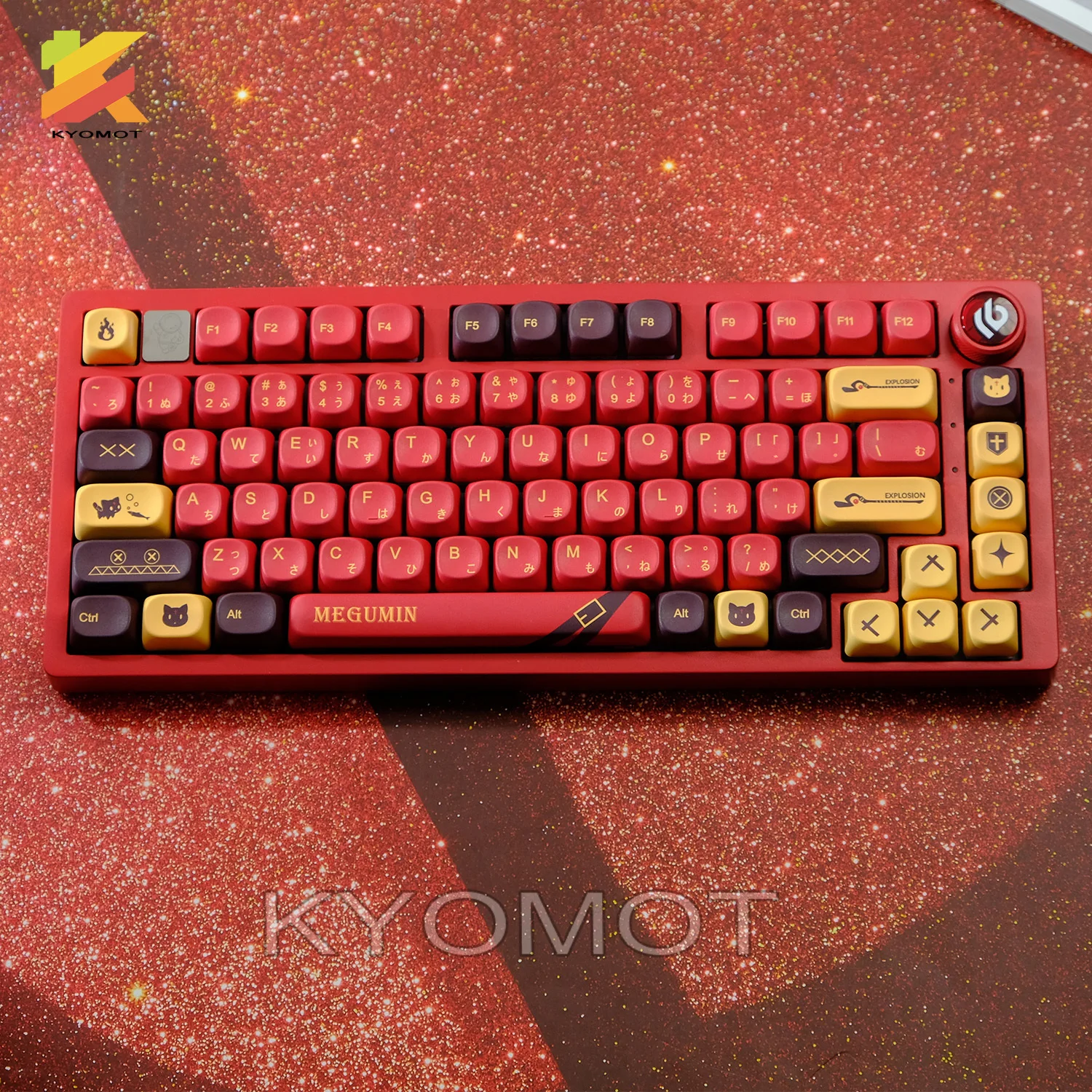 KTOMOT 125 Keys KonoSuba Megumin Keycaps XOA Profile Dye Sub PBT Anime Keycap for Cherry Mx Switch DIY GMK Mechanical Keyboard