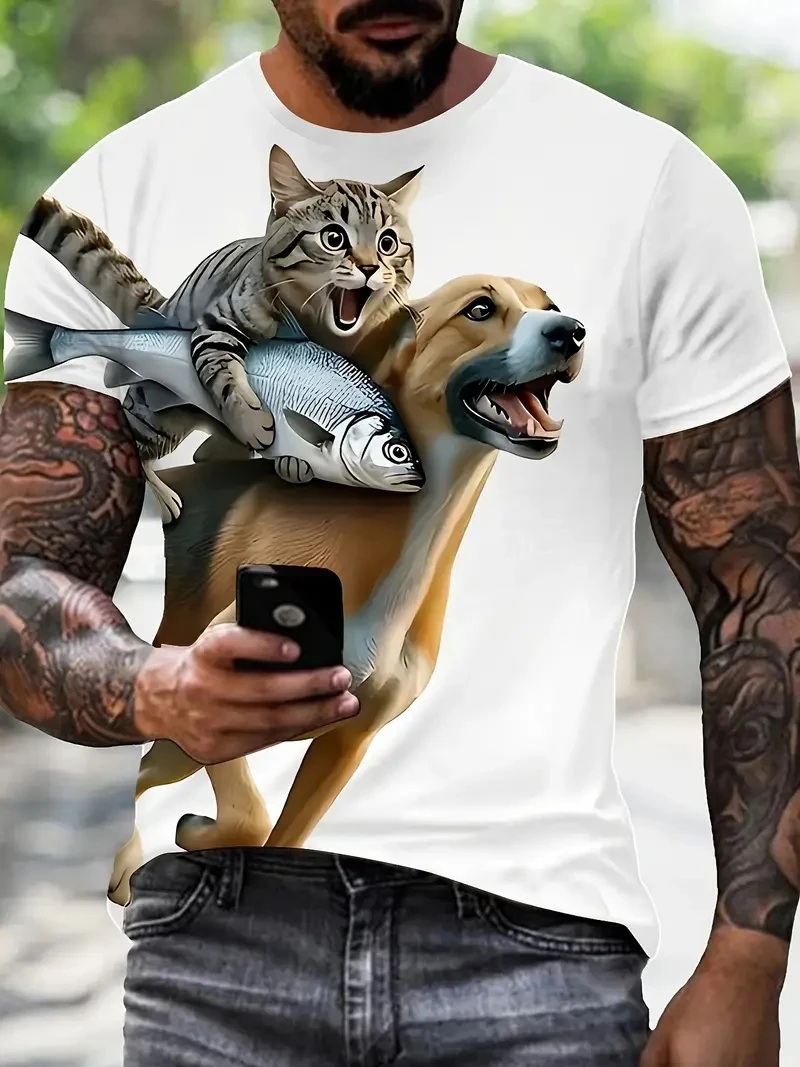 Funny Cat 3D Print Men Women Casual T-Shirt Summer Harajuku Animal Graphic T Shirts Girl Boy Casual Fashion Short Sleeve Clothes