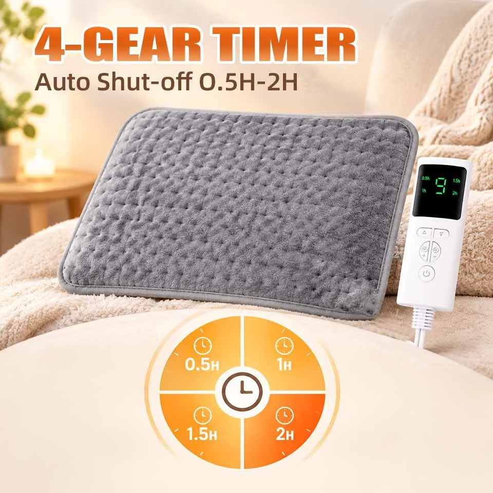 Home Electric Blanket, 9 Temperature Levels, 0.5-2H Adjustable Timer, Detachable Washable, for Multiple Scenarios & Body Parts