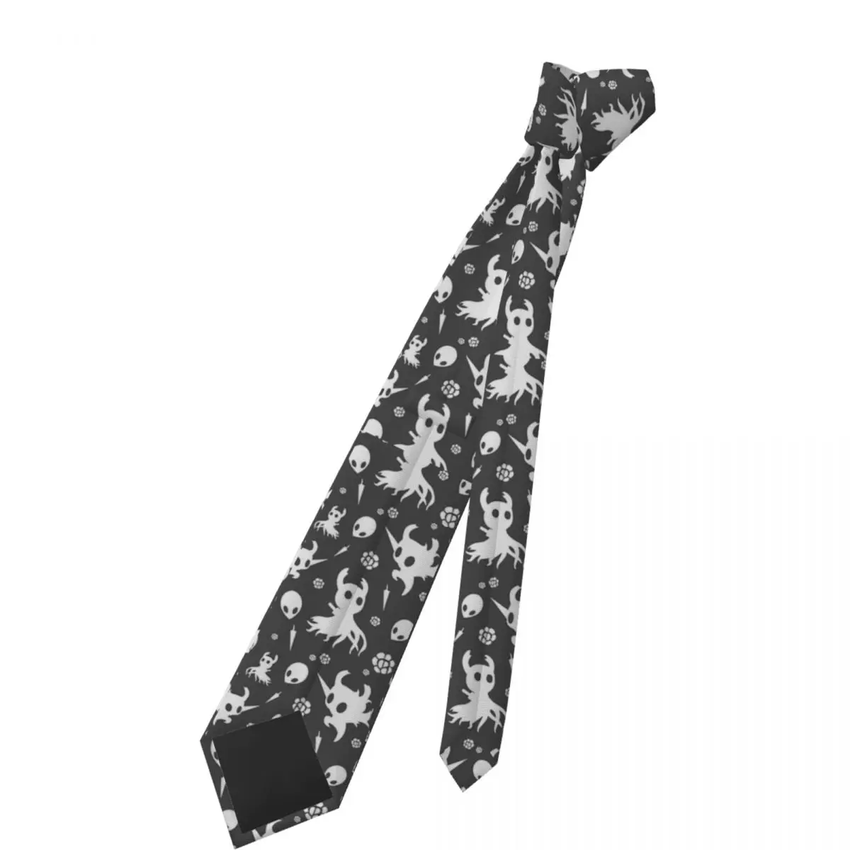 Hollow Knight Pattern Neckties Men Skinny Polyester 8 cm Wide Ghost Neck Ties for Mens Accessories Gravatas Party
