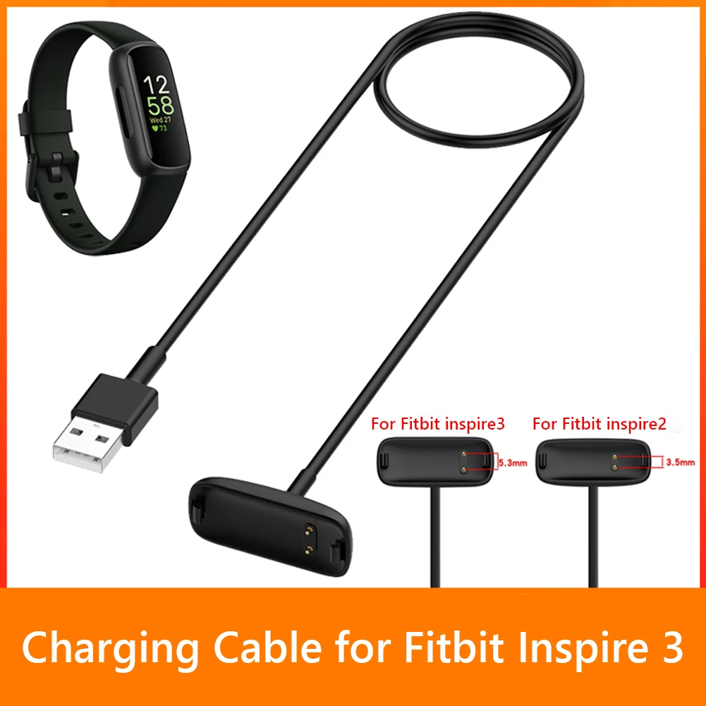 For Fitbit Inspire 3 Charger USB Charging Cable Cord Clip Replacement 55CM/100CM Charger Cradle Dock For Fitbit Inspire3 Parts