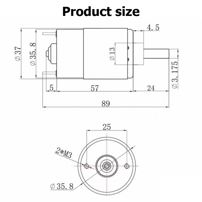Miniature motor 555R, 12V/24V high-torque high-power electric motor