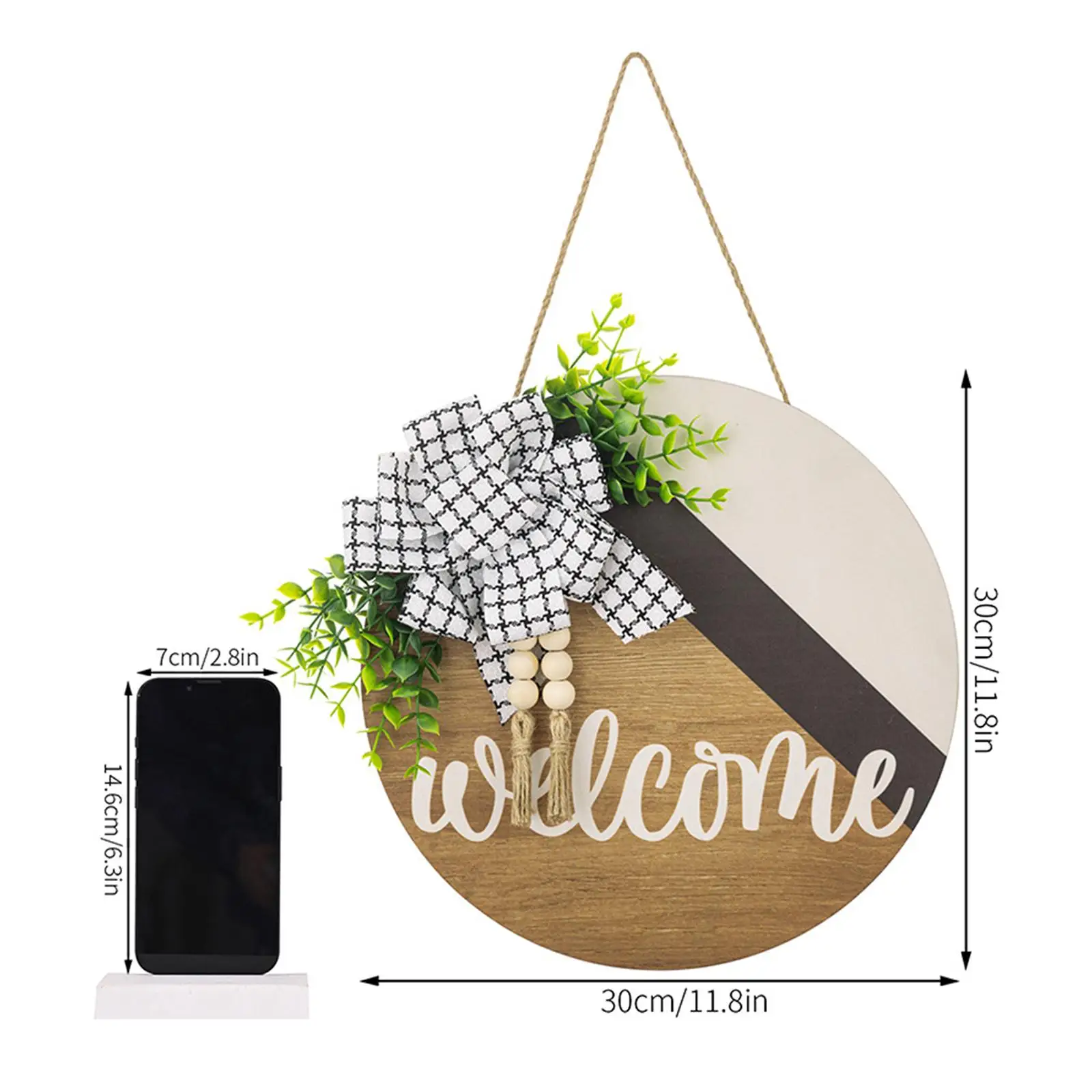 

Front Door Hanging Welcome Sign Round Wooden Wall Art Housewarming Gift Welcome