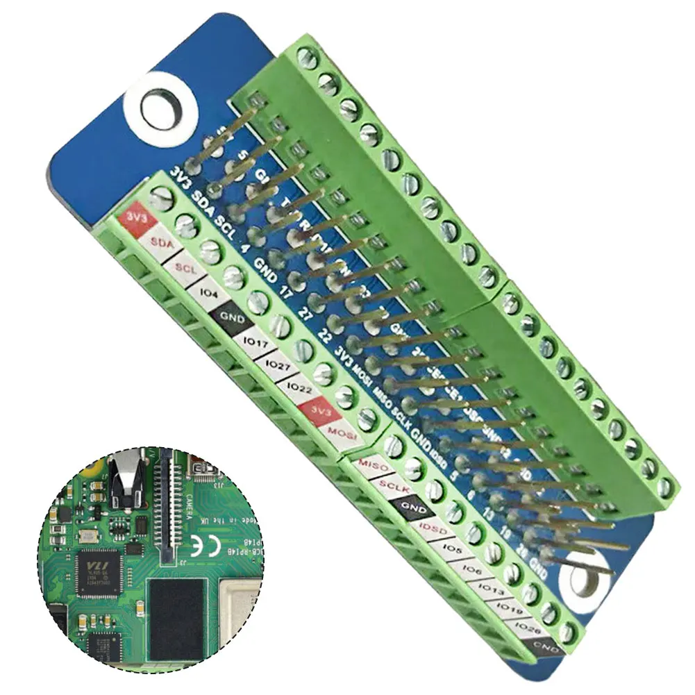 1Pcs Green PCB Terminal Block Expansion Board With Pin Stickers For Raspberry Pi 3B+ Automation Connector