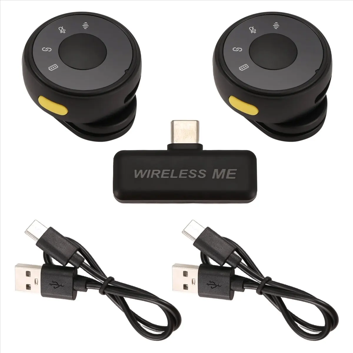 A48U Magnetic Suction Back Clip Wireless Microphone USB-C Circular Button Lavalier Microphone for Live Video Recording
