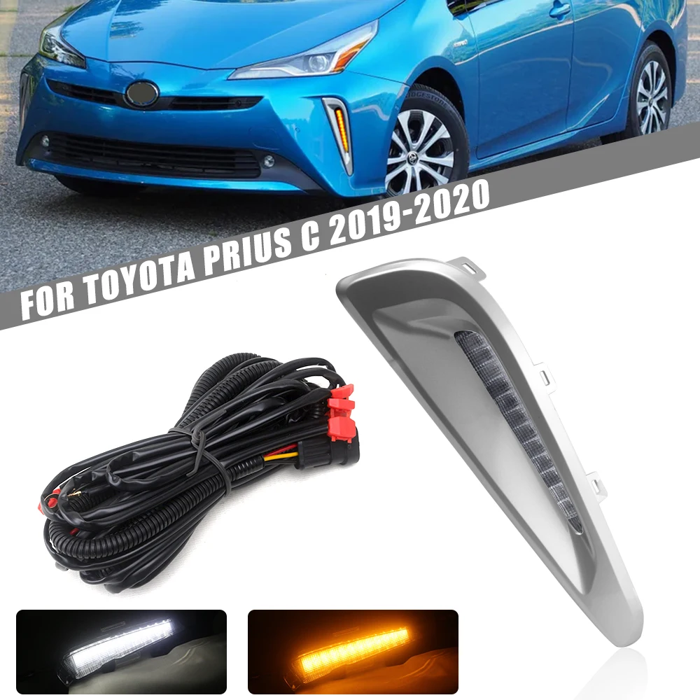 

Светодиодные ДХО DLAA для Toyota Prius 2019-2020: Дневные ходовые огни, фары, белые/желтые указатели поворота, жгут проводов