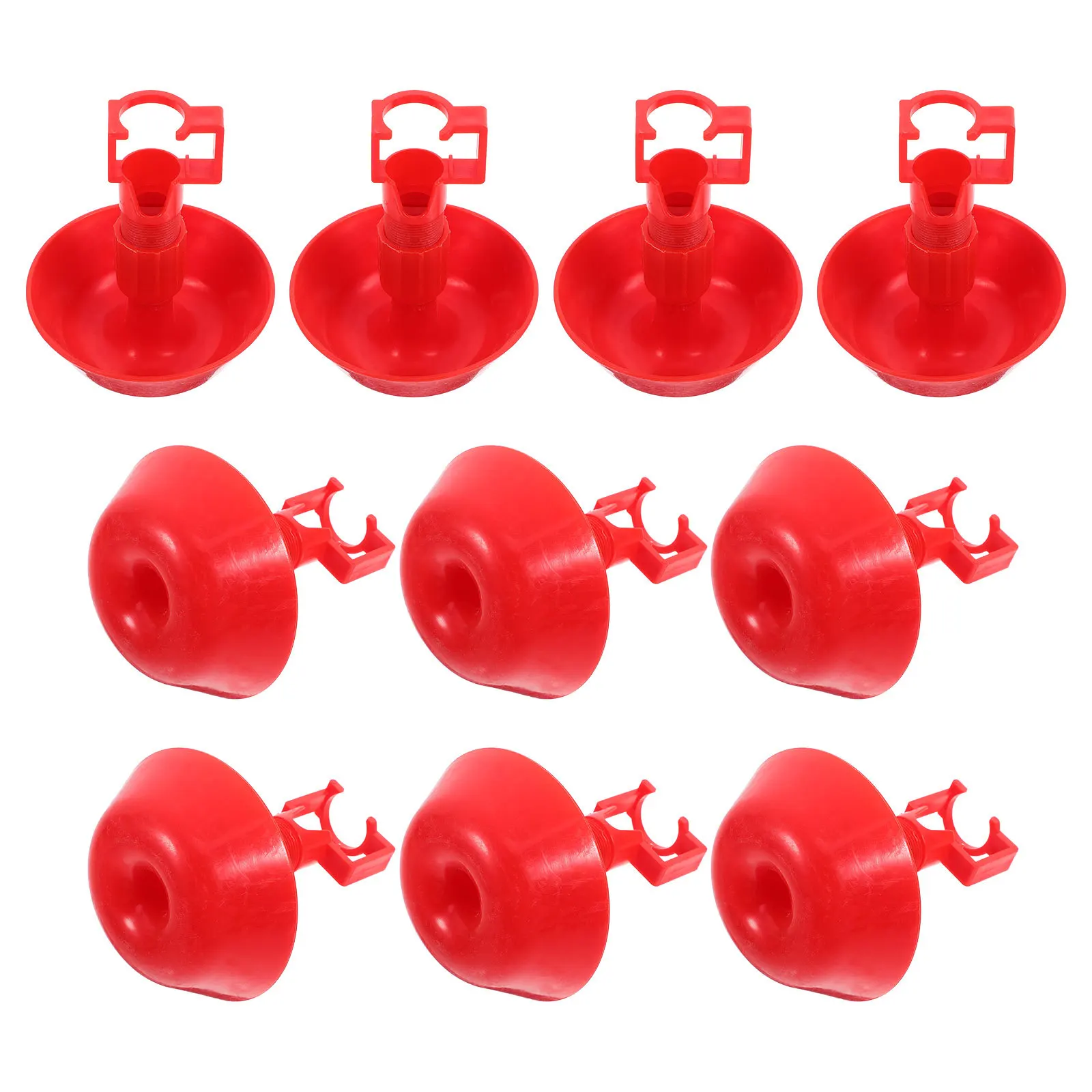 

10pcs Automatic Chick Waterer Red Durable Plastic Adjustable Flow Chicken Duck Turkey Quail Poultry Watering Cup Feeder Tool