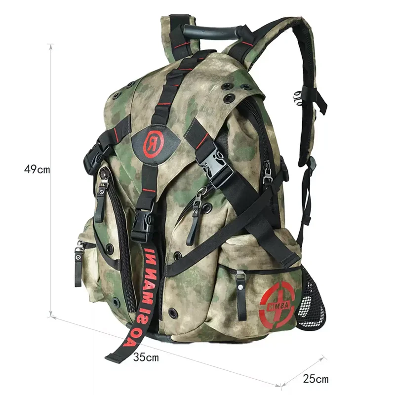 Multifunctional Backpack Camouflage Travel Locomotive Helmet Backpack Fan Tactical Outdoor Bag for Camping Hiking Multicam Camo