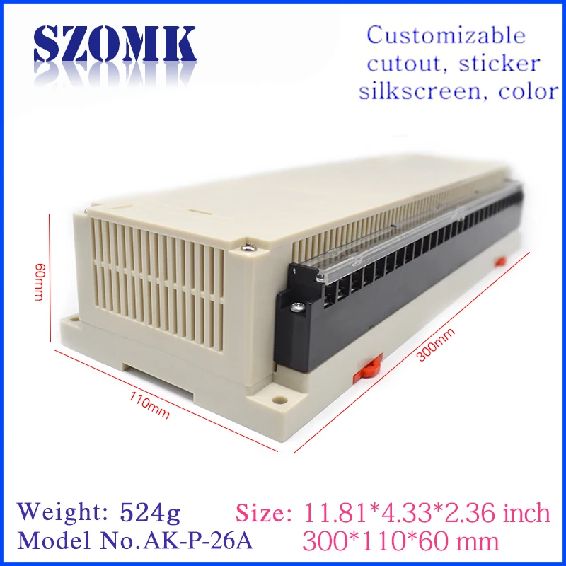 Din rail terminal blocks plastic enclosure for diy pcb design 300x110x60mm din rail clip plastic case for wall mount szomk diy