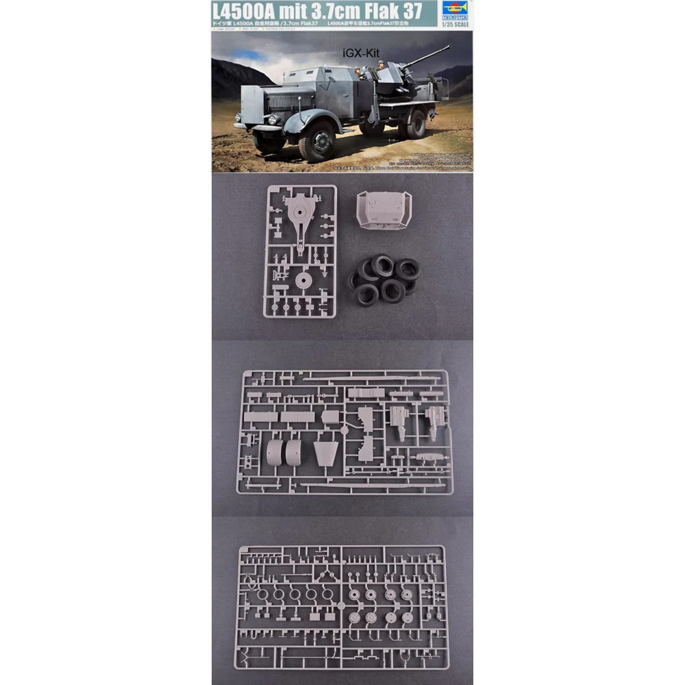 

Trumpeter 09593 Масштабная модель 1:35 Бронетехника L4500A с 3,7-см зенитной пушкой Flak 37, пластиковый военный конструктор, набор для сборки модели ручной работы