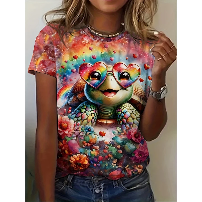 Sea Turtle Animal 3D Print T-Shirts Women's Short Sleeve O-Neck T Shirt Fashion Casual Tees Harajuku Y2k Tops Female Clothing