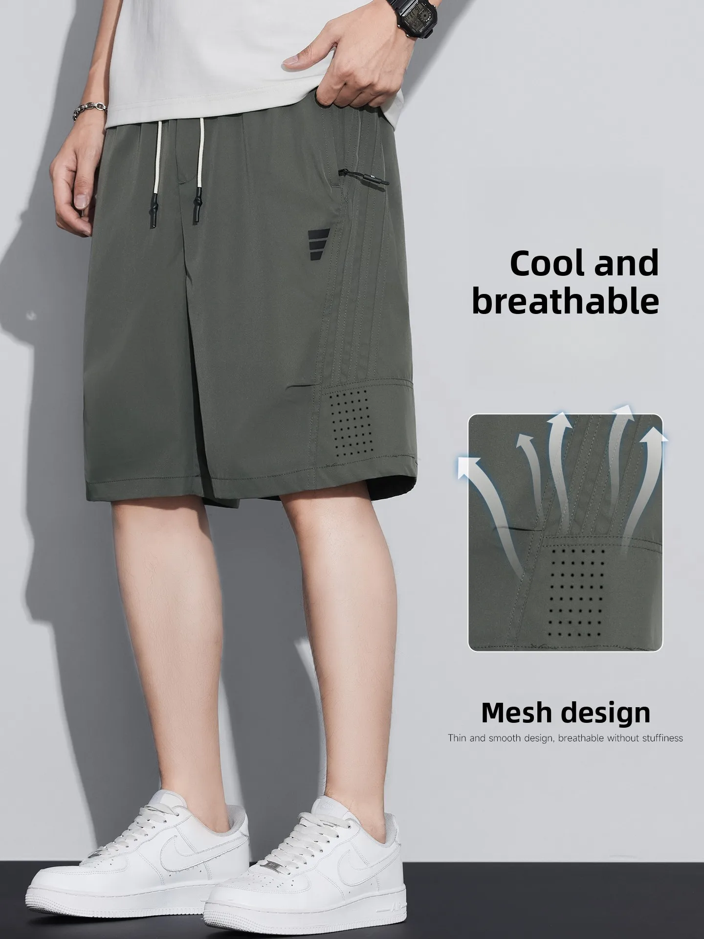 

Летняя рабочая одежда orts Qui Dry, модные американские свободные повседневные дышащие брюки пять четвертей для мужчин и женщин