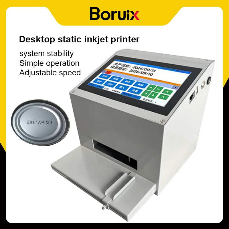 

Desktop Static Inkjet Printer 220V Coding Machine for Production Date Batch Number Expiration Date Logo Bottle QR Code Barcode