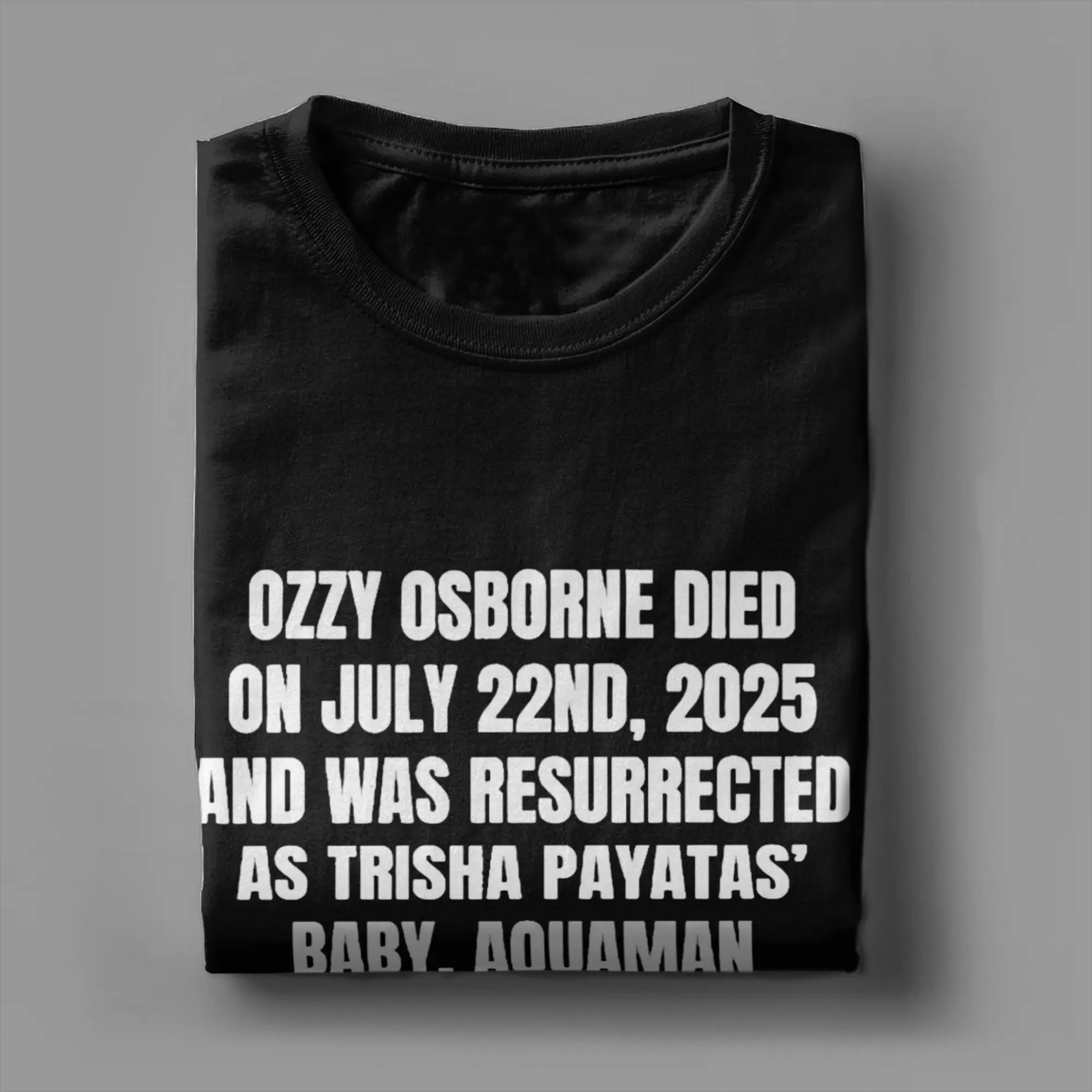 تي شيرت للزوجين Ozzy Osborne يموت في 22 نوفمبر 2025 وتم قامت كـ Trisha Paytas Baby Aquaman ملابس علوية من القطن الخالص غير رسمية