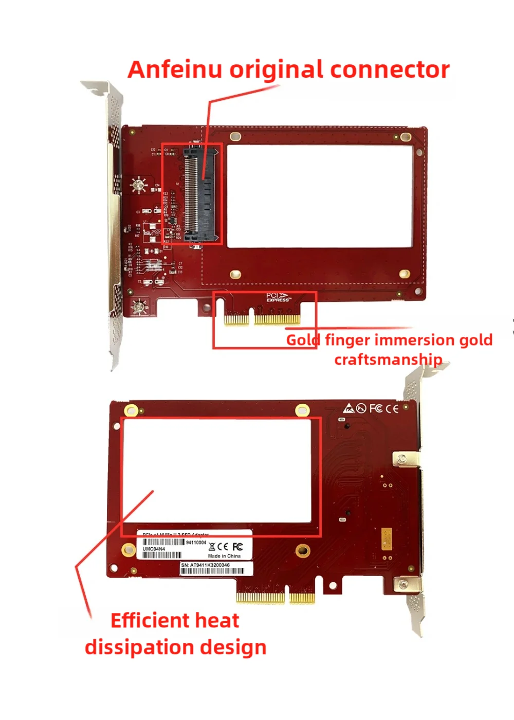 Карта адаптера U2 Карта адаптера U.2 Интерфейс SFF8639 к адаптеру жесткого диска PCIe 3.0X4 для Intl P4800X P4610 P4510