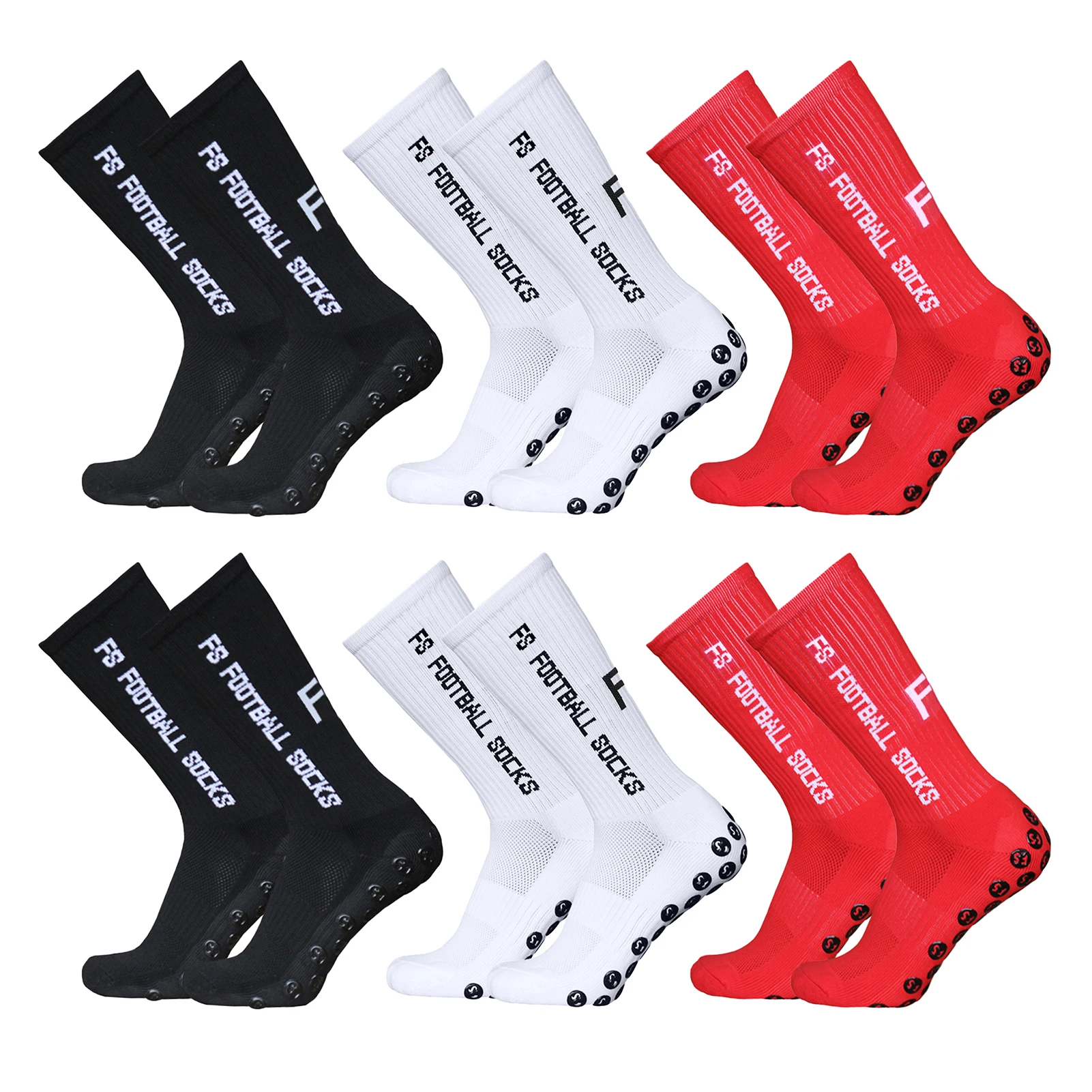 6 Pairs Outdoor Sports Running Socks Stretch Socks Athletic Football Soccer Socks Anti Slip Socks with Grips