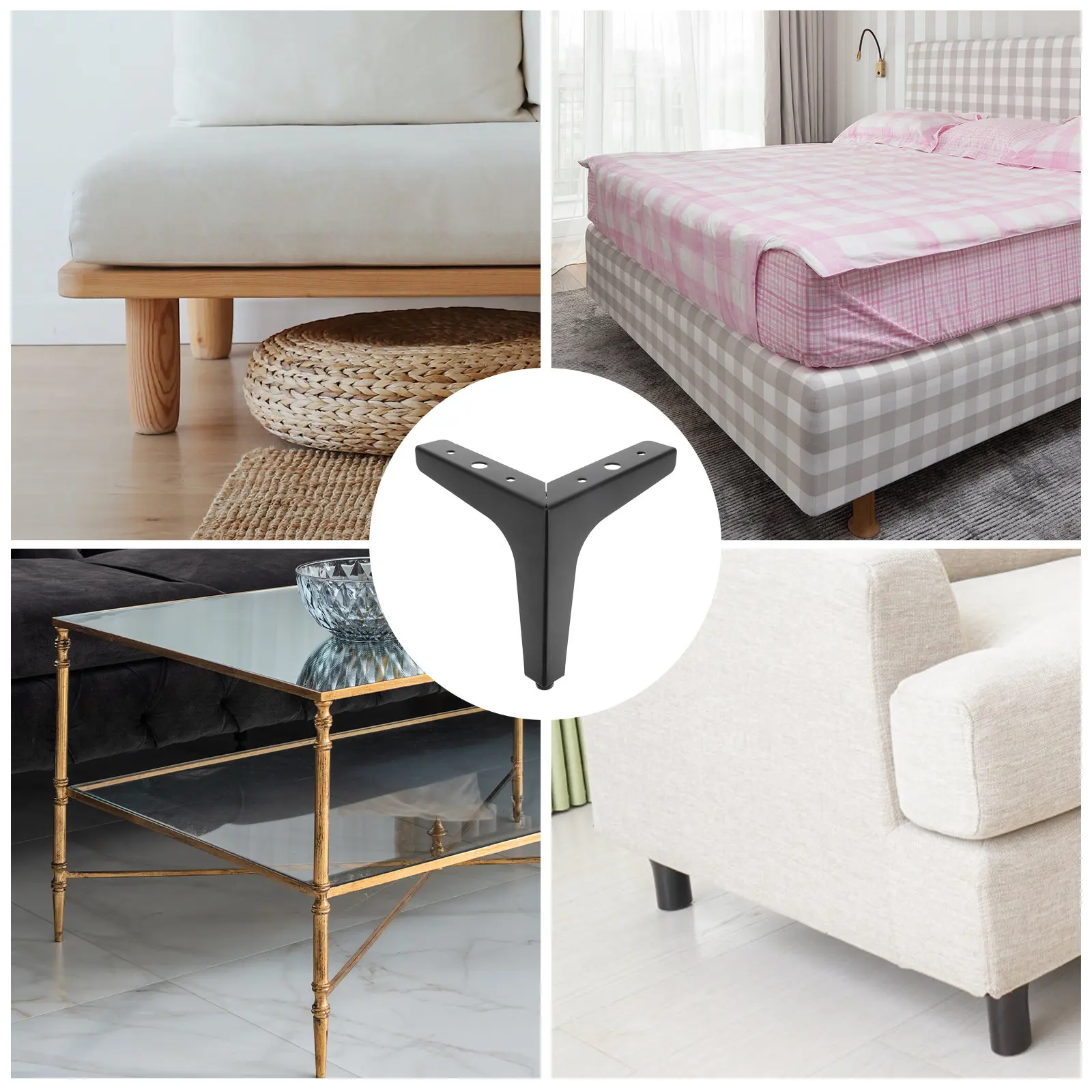 Premium Iron Furniture Legs 3-Pronged Metal Cabinet Feet for Sofa Coffee Table TV Stand Office Desk Household Storage Space