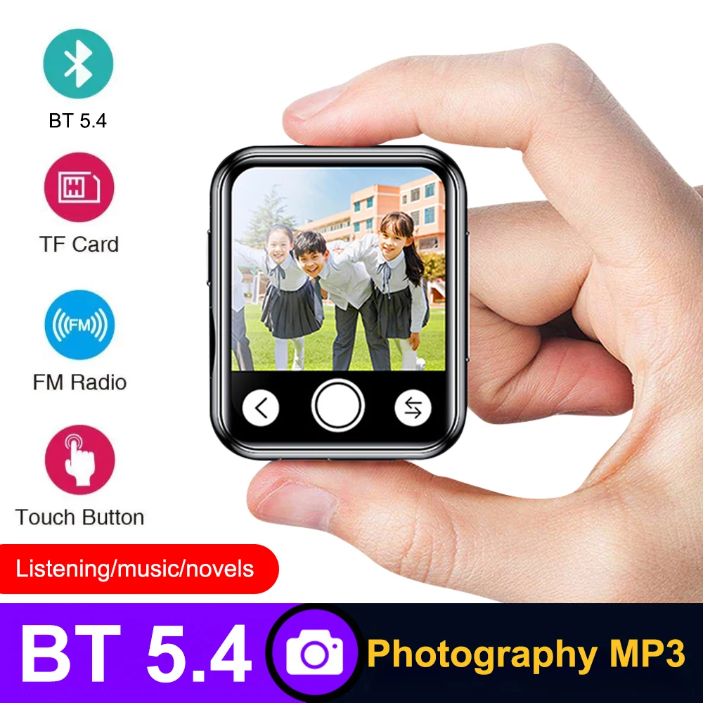 Draagbare MP3-muziekspeler MP4 met BT 5.4 HiFi Walkman touchscreen Ingebouwde luidspreker Recorder Camera Videospeler FM/E-book