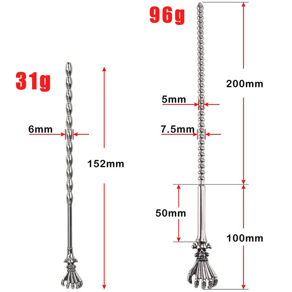 New Skull Hand Urethral Plug Horse Eye Stick Stainless steel Urethral Dilator Penis Stimulation  Catheters BDSM Sex Toys for Men