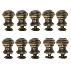 10Pcs Mini Drawer Knobs Antique Bronze Pulls Handles for Jewelry Box Dresser Kitchen Cabinet Cupboard Wardrobe w/ Screws 10x11mm