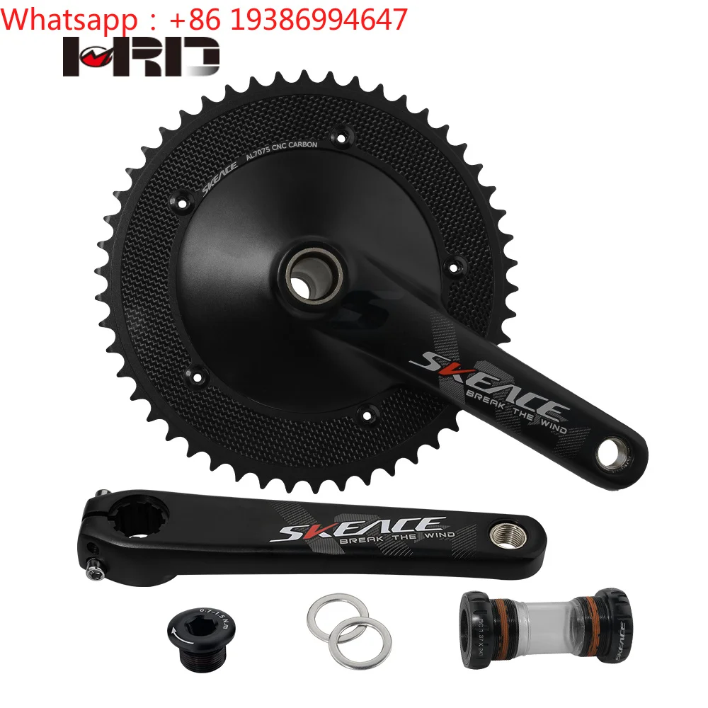 For Bike Crank 165mm 49T 50T 2024 New Hollow Fixed Gear Bicycle Parts AERO Racing Cycling Crankset Carbon Single Speed Cranksets