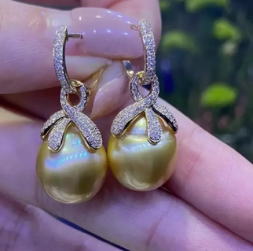 

Beautiful AAAA10-11mm natural South Sea round pearl detachable earrings 925S