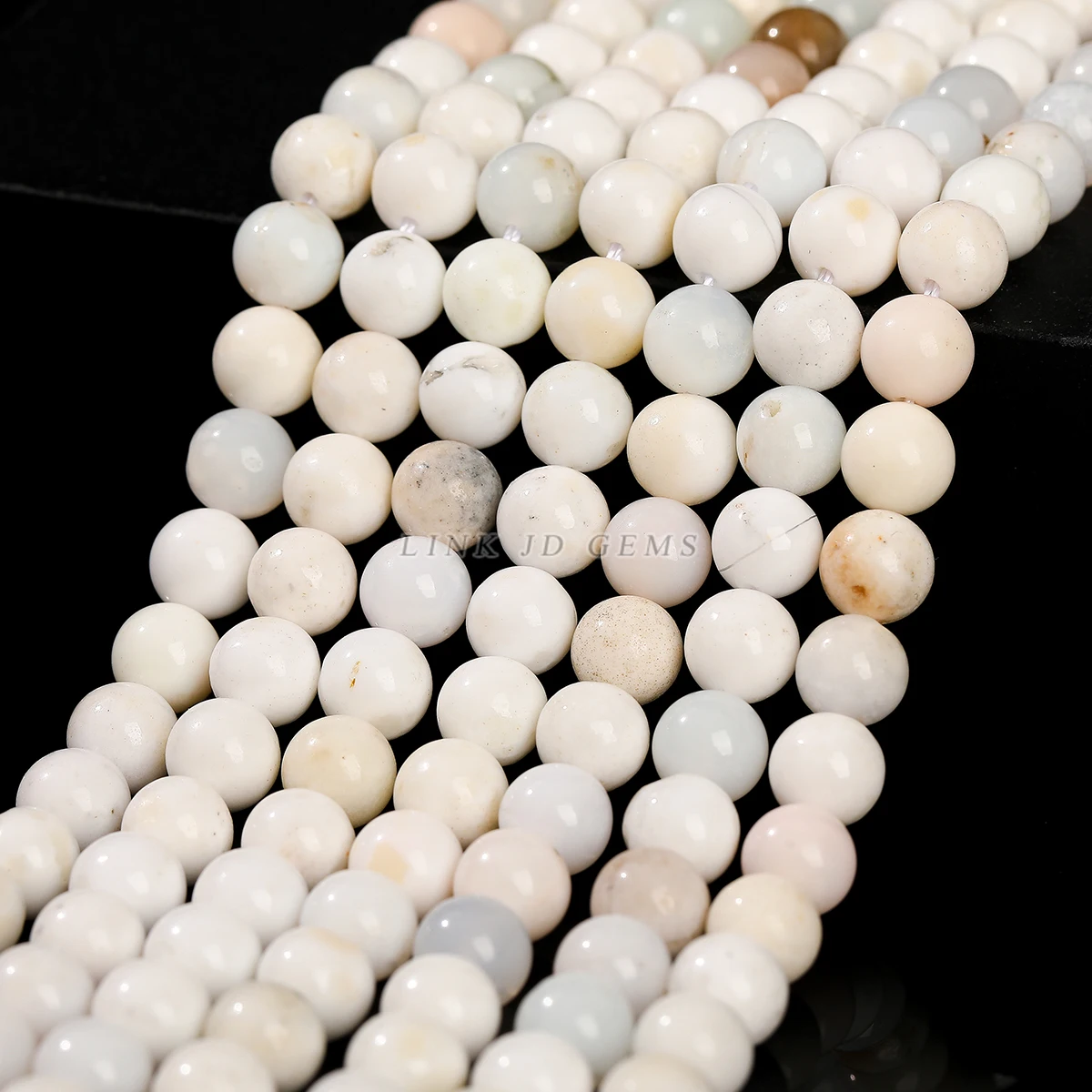 Natural Stone White and Pink Opal Bead Round Loose Spacer 4 6 8 10mm For Jewelry Making Diy Necklace Bracelet Accessory 15\