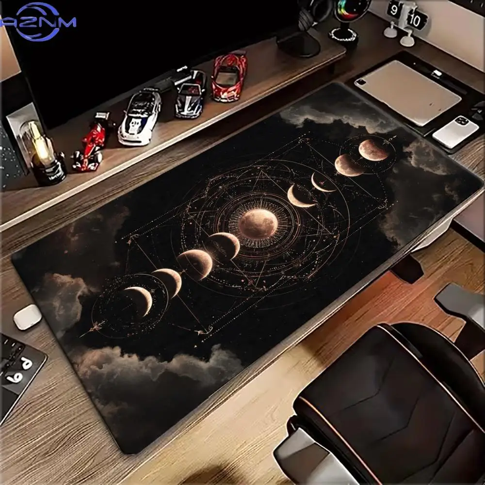 Large XXL Gaming Mouse Pad Desk Mat Keyboard Pad Vintage Moon Phase Astrology Witchy Cloud Print cushion mousepads Table Decor