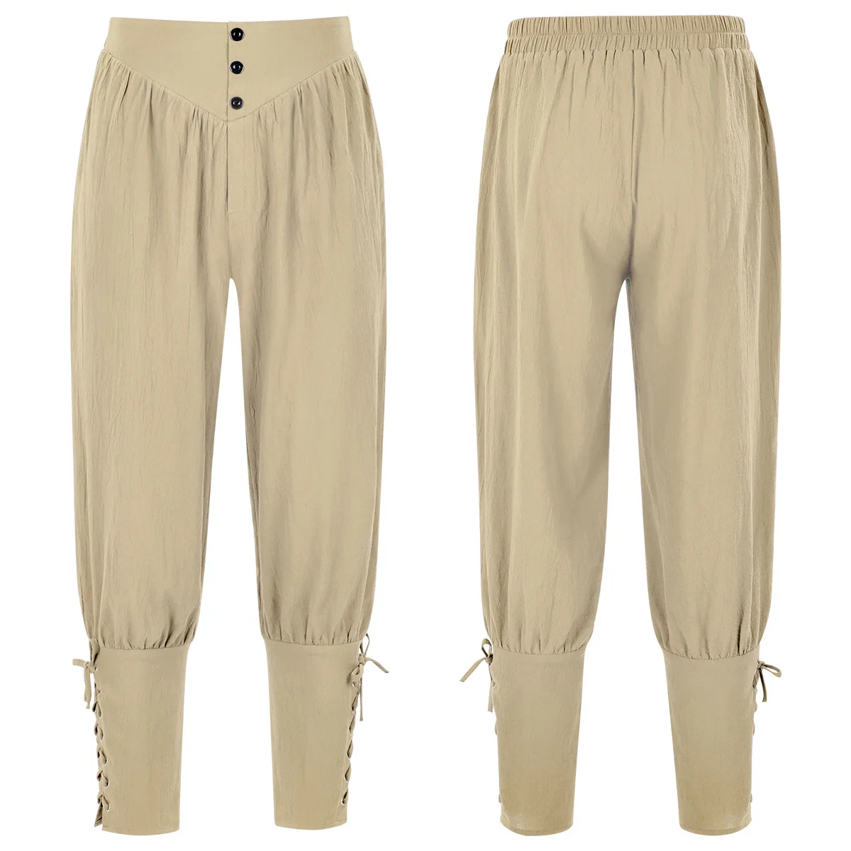 

Новые модные мужские брюки в стиле Ренессанс, викингов и пиратов, с завязками, зауженные, льняные, для костюма на Хэллоуин, средневековые брюки до щиколотки для Хэллоуина