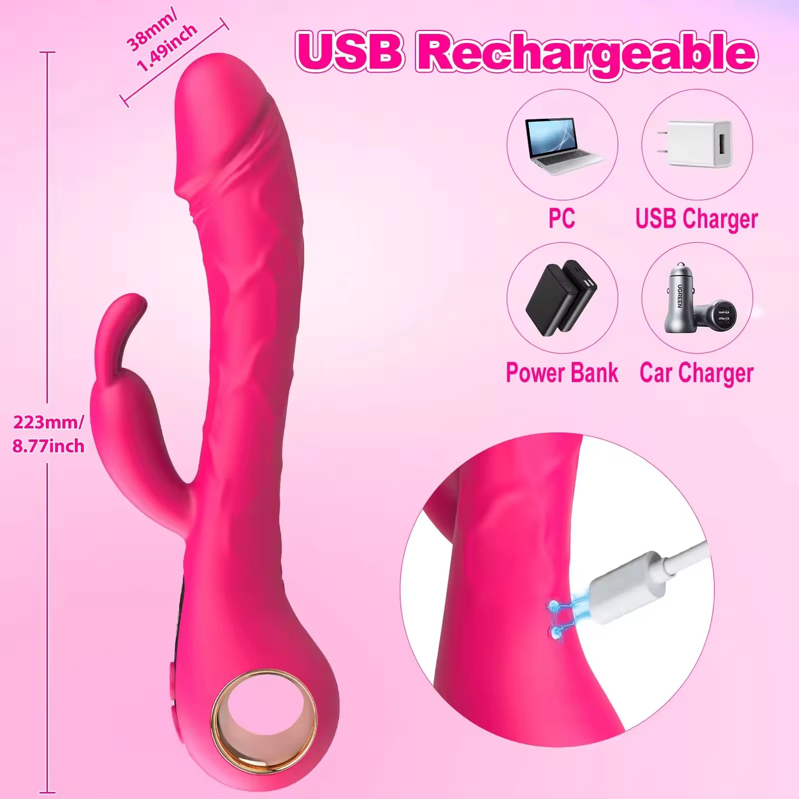 هزاز واقعي للنساء ، شاشة LCD ، 9 اهتزازات قوية ، محفز البظر ، G-Spot ، البظر الأرنب ، هزاز الأرنب