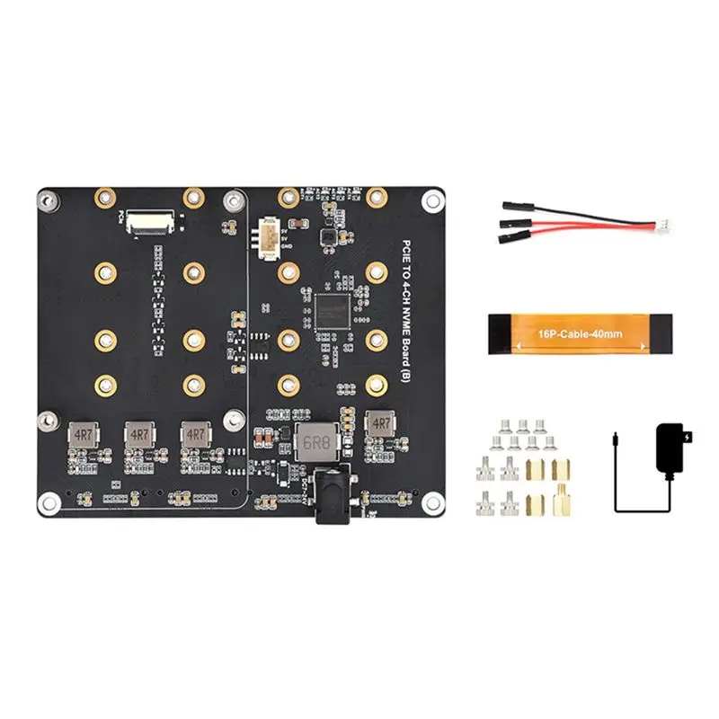 

For Raspberry Pi 5 Pcie To 4-CH M.2 Nvme Adapter Board Compatible With 2280/2260/2242/2230 M.2 Hard Drives-AEF7